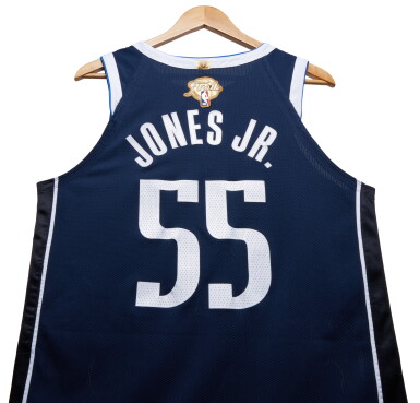 View full screen - View 1 of Lot 23. Derrick Jones Jr. Dallas Mavericks 2024 NBA Finals Game Worn Statement Edition Jersey | Game 3 .