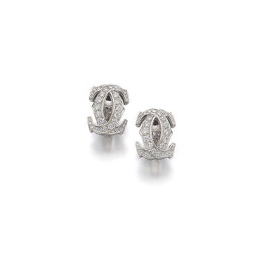 View full screen - View 1 of Lot 79. PAIR OF DIAMOND EAR CLIPS, CARTIER.