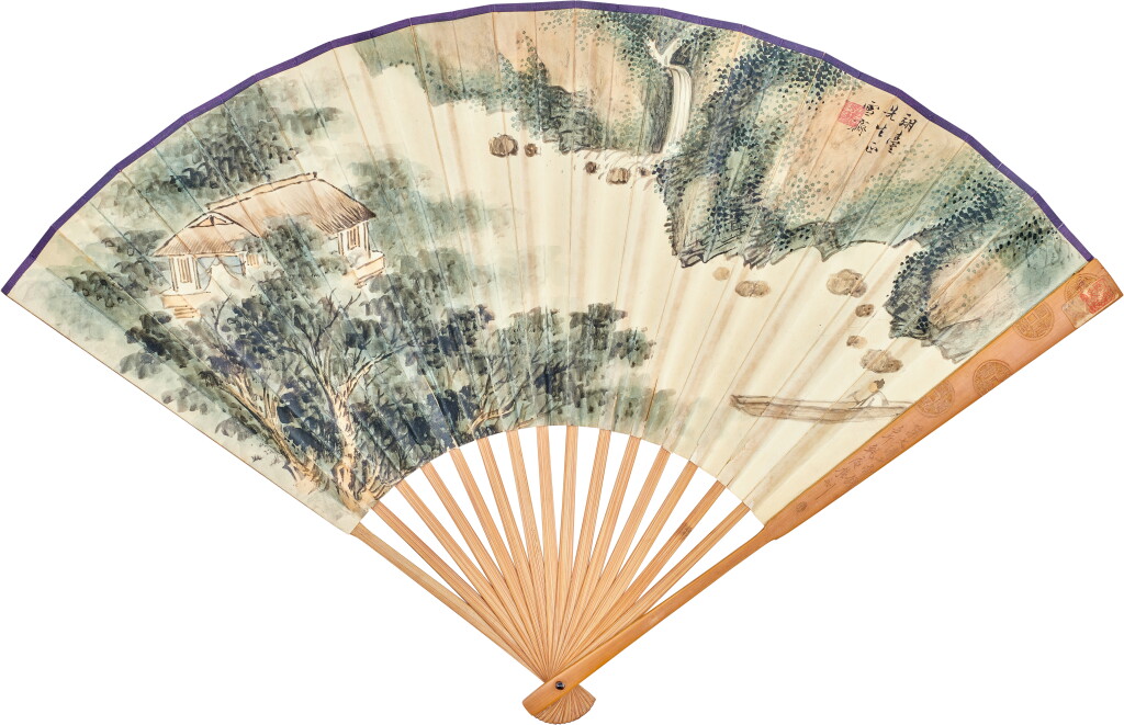 View full screen - View 1 of Lot 887. 溥伒 溪山泛棹,郭則沄 節錄〈相州晝錦堂記〉 | Pu Jin, Boating in the River.