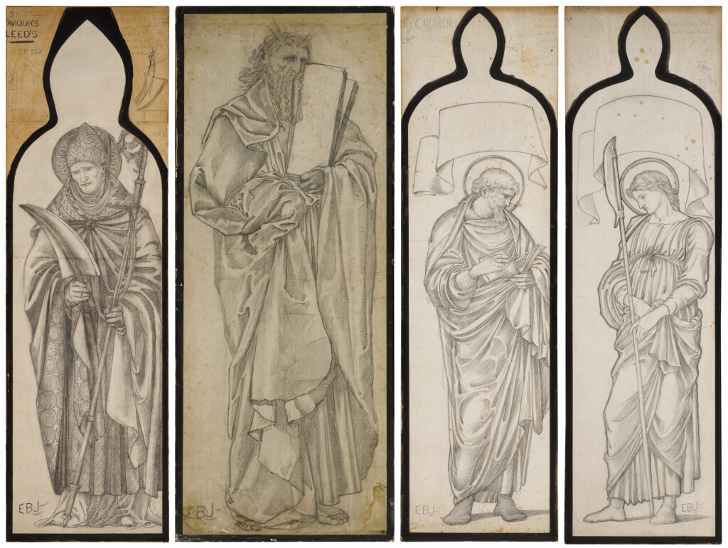 View full screen - View 1 of Lot 497. Four Cartoons for Windows: Window design for Moses; St Peter; St Jude; St Richard.