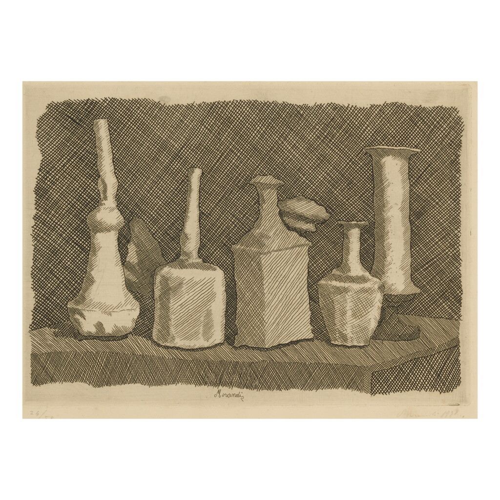 View full screen - View 1 of Lot 140. GIORGIO MORANDI | NATURA MORTA A GRANDI SEGNI (VITALI 83).