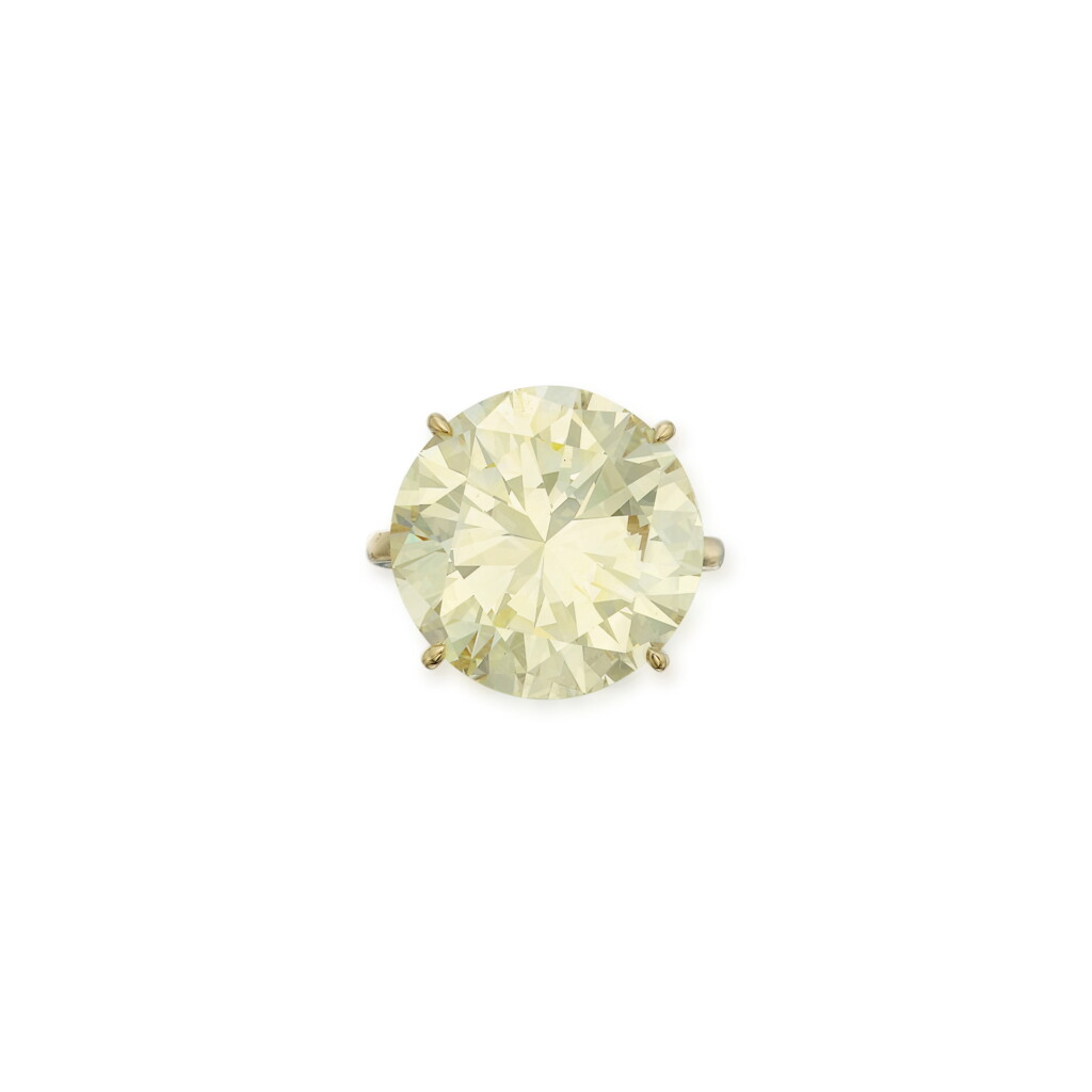 View full screen - View 1 of Lot 130. Fancy Light Yellow Diamond Ring.