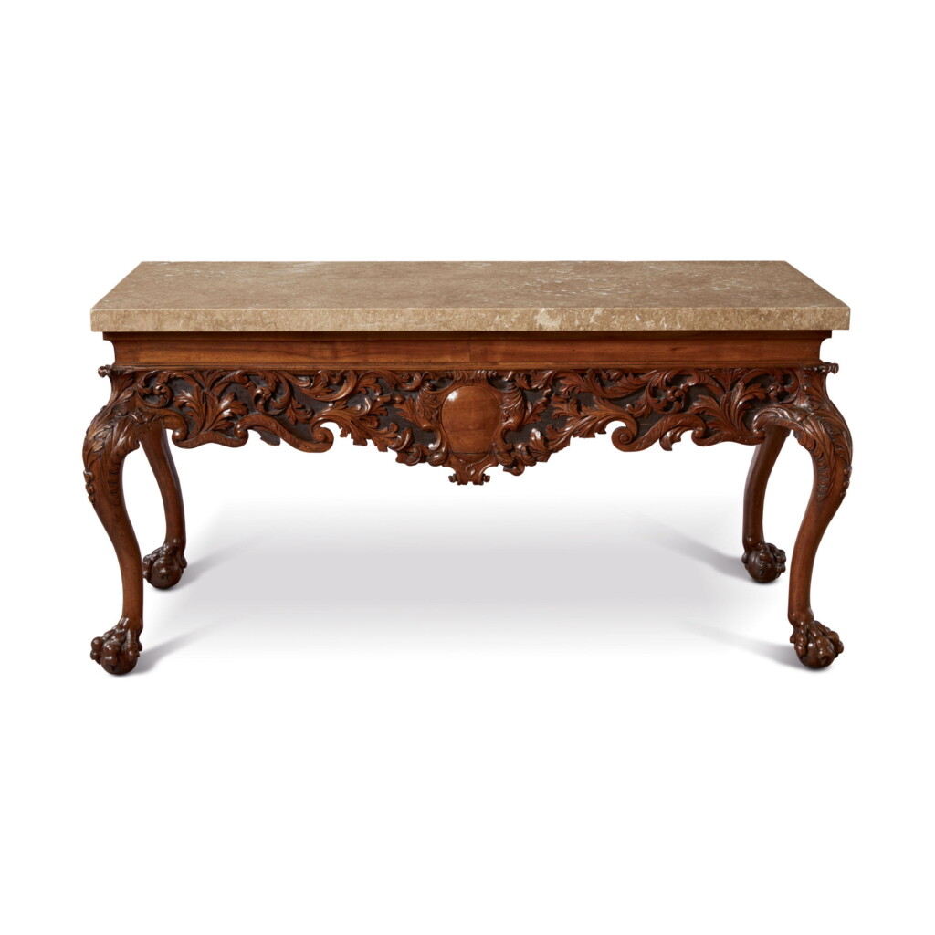 View full screen - View 1 of Lot 588. AN IRISH GEORGE IV WALNUT MARBLE TOP TABLE, EARLY 19TH CENTURY.