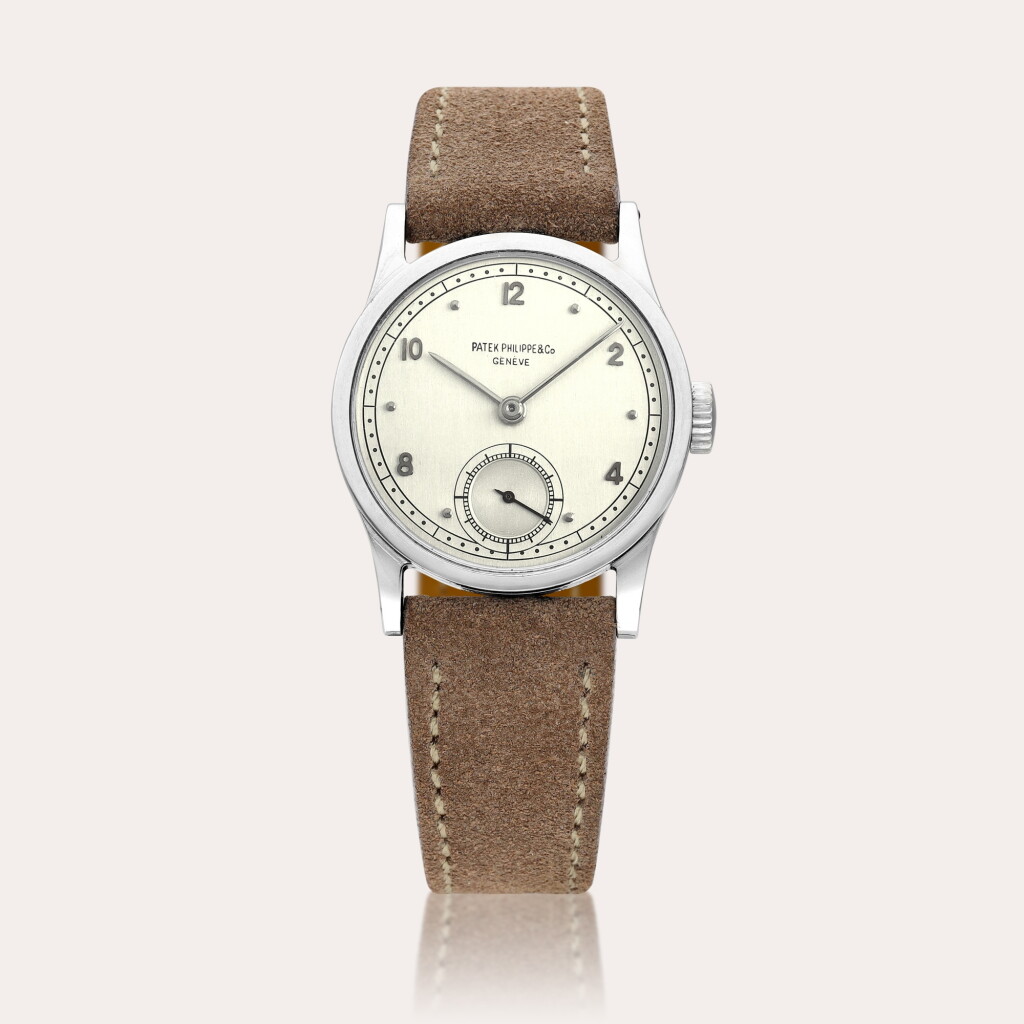 View full screen - View 1 of Lot 2238. Calatrava, Reference 96 | A stainless steel wristwatch, Made in 1944.