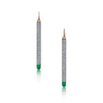 Pair of Diamond and Ceramic 'Cigarette' Earrings