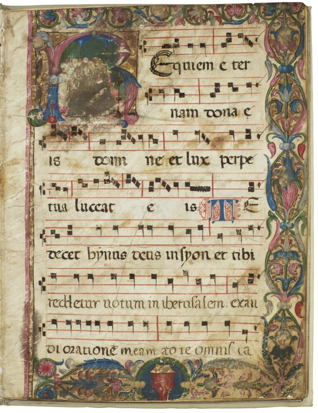 View full screen - View 1 of Lot 20. Musical Manuscript--Office of the Dead, decorated manuscript on vellum.