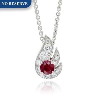 View full screen - View 1 of Lot 126. GRAFF | RUBY AND DIAMOND PENDANT NECKLACE.
