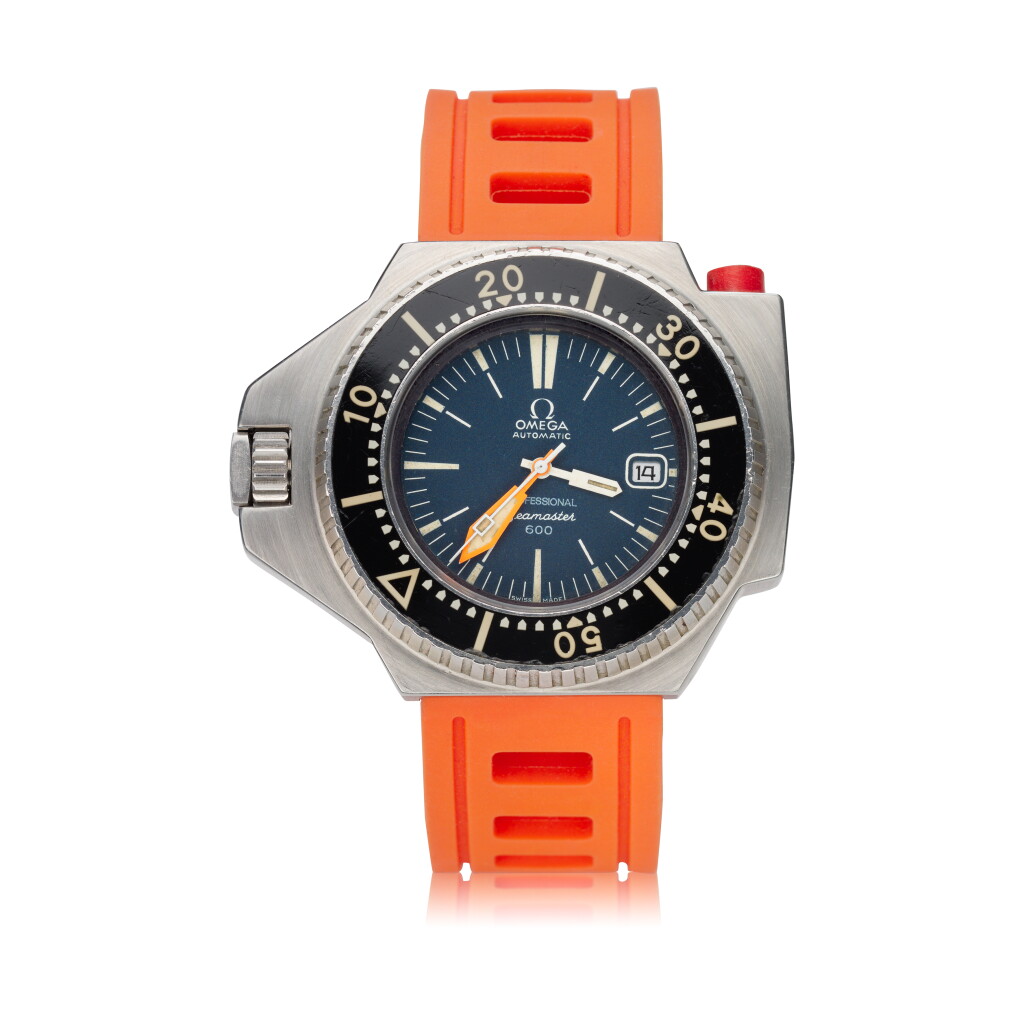 View full screen - View 1 of Lot 366. Reference 166.077 Seamaster 600 'Ploprof' Prototype A stainless steel wristwatch with date, Circa 1970.