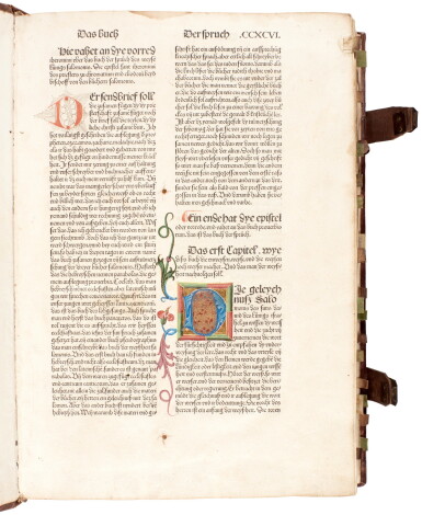View full screen - View 1 of Lot 62. Bible in German, Nuremberg, Koberger, 1483, contemporary stamped calf.