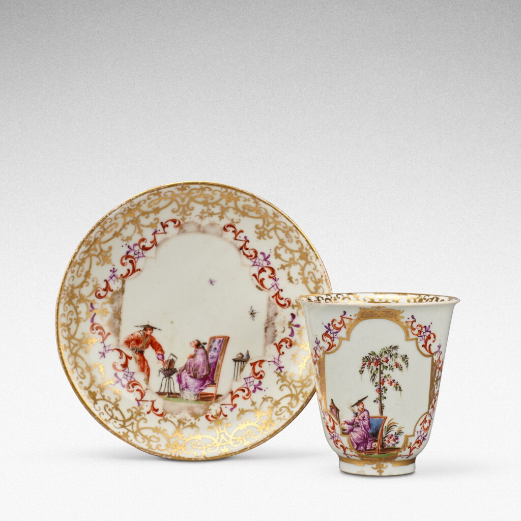 View full screen - View 1 of Lot 57. A Meissen beaker and stand, Circa 1725-28 .