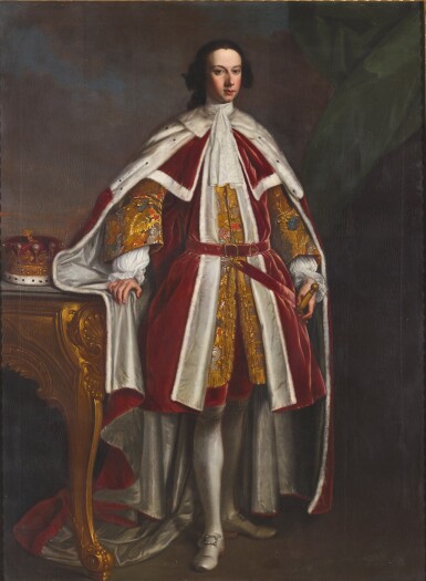 View full screen - View 1 of Lot 58. THOMAS BARDWELL | PORTRAIT OF WILLIAM WENTWORTH, 2ND EARL OF STRAFFORD (1722-1791), IN PEER'S ROBES, HIS RIGHT HAND RESTING ON A TABLE BEARING AN EARL'S CORONET.