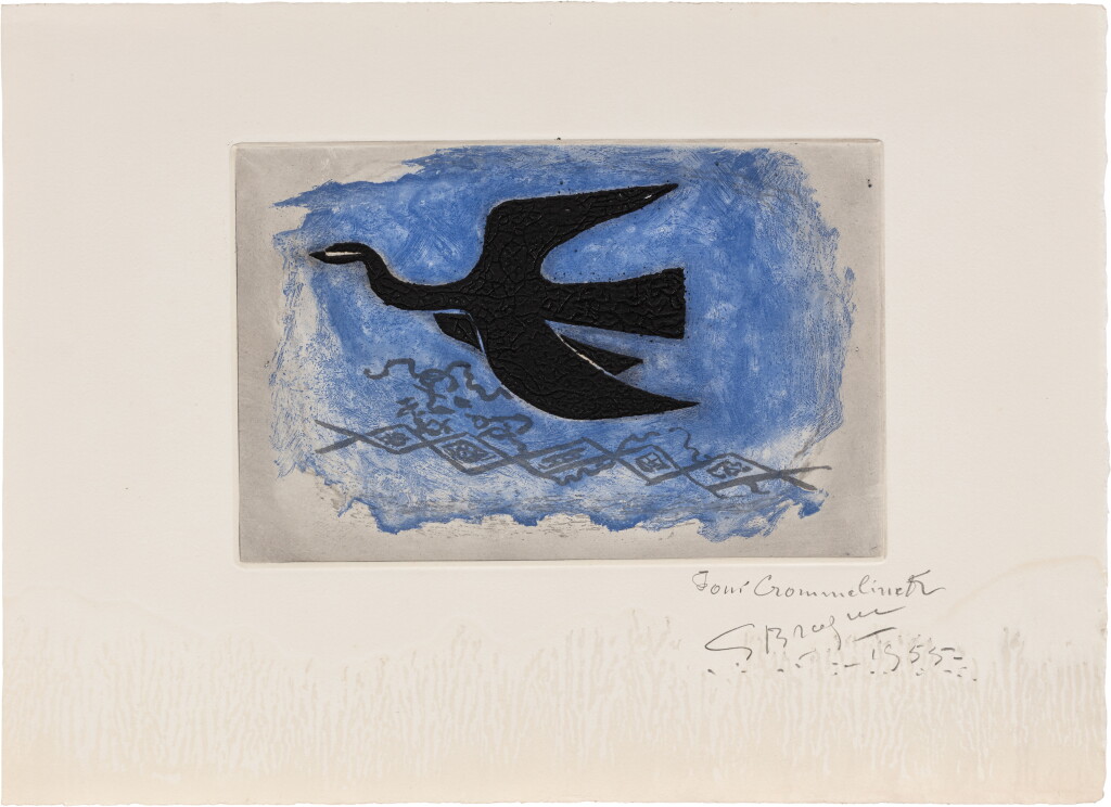 View full screen - View 1 of Lot 309. Oiseau noir sur fond bleu (Oiseau VIII) (Vallier 100).