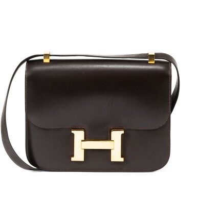 View full screen - View 1 of Lot 473. Marron Foncé Calfbox Constance 23 Gold Hardware.