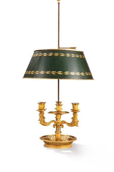 View full screen - View 1 of Lot 55. A Louis-Philippe gilt-bronze six-light lampe bouillotte, circa 1830 | Lampe bouillotte à six lumières en bronze doré d'époque Louis-Philippe, vers 1830.