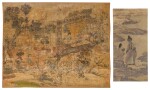 Two paintings | 顧洛(款)《紅樓夢插圖》 設色絹本 立軸 及 佚名《仕女》設色絹本 立軸 一組兩幅