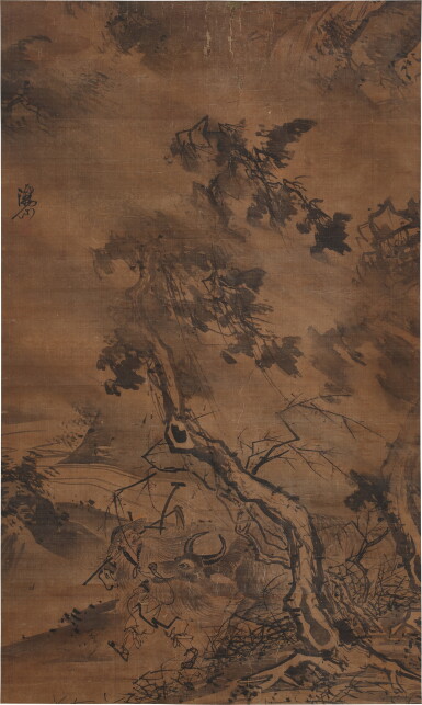 View full screen - View 1 of Lot 3021. 陳子和 風雨牧牛圖|Chen Zihe, Buffalo and Shepherd Boy under the Wind and Rain.