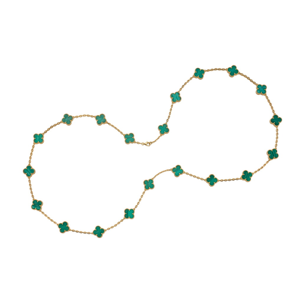 View full screen - View 1 of Lot 204. Gold and Malachite 'Vintage Alhambra' Necklace, France.