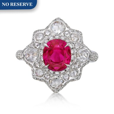 View full screen - View 1 of Lot 52. Ruby and Diamond Ring.