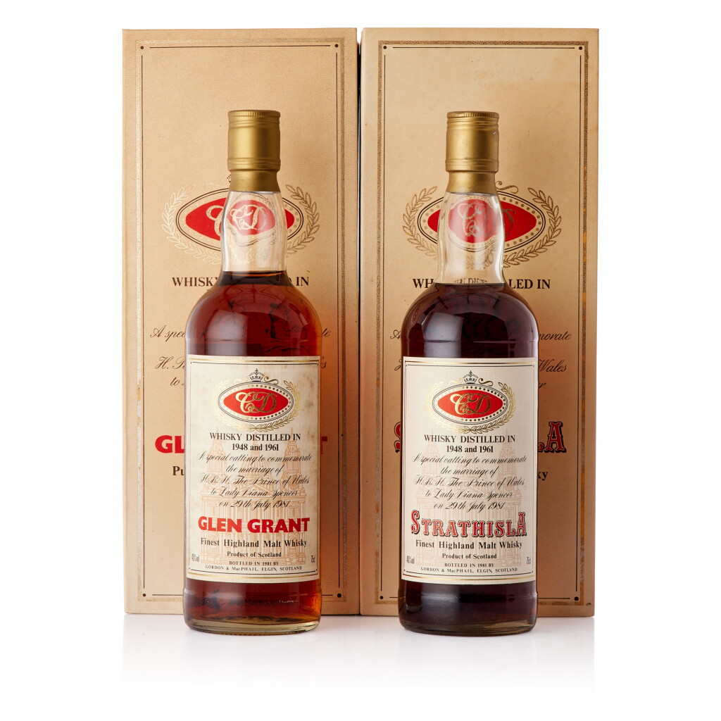 View full screen - View 1 of Lot 390. Glen Grant and Strathisla Gordon & MacPhail Royal Marriage 1948 and 1961 Mixed Lot (2 BT75).