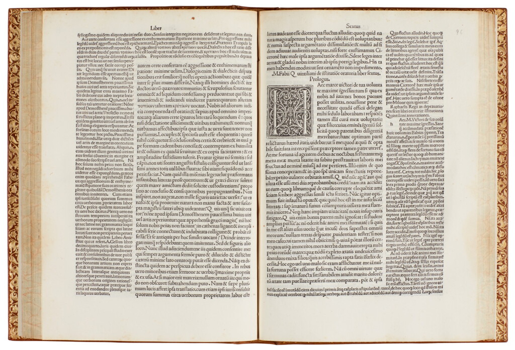 View full screen - View 1 of Lot 152. Quintilianus, Institutiones oratoriae, Venice, 1493, modern morocco.