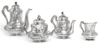 View full screen - View 1 of Lot 89. A RUSSIAN SILVER TEA AND COFFEE SERVICE, FABERGÉ, MOSCOW, 1898-1908.