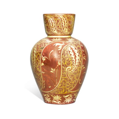 View full screen - View 1 of Lot 7. A William de Morgan ruby lustre ovoid vase, circa 1885.