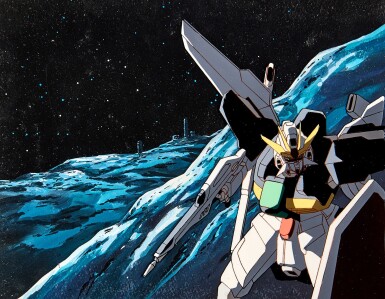 View full screen - View 1 of Lot 23. After War Gundam X Animation Cel with Dougas and Hand-painted Original Backgrounds | 機動新世紀GUNDAM X賽璐璐,附線稿及手繪原裝背景.