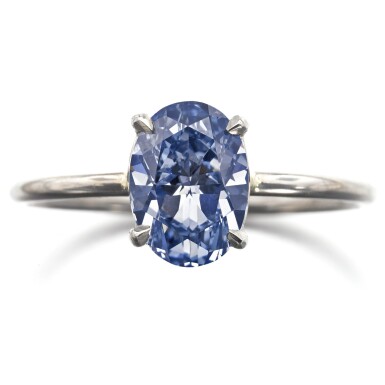 View full screen - View 1 of Lot 160. Fancy Vivid Blue diamond ring | 艷彩藍色鑽石戒指.