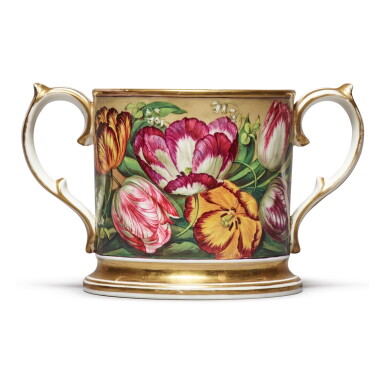 View full screen - View 1 of Lot 145. AN ENGLISH PORCELAIN LOVING CUP, CIRCA 1820.