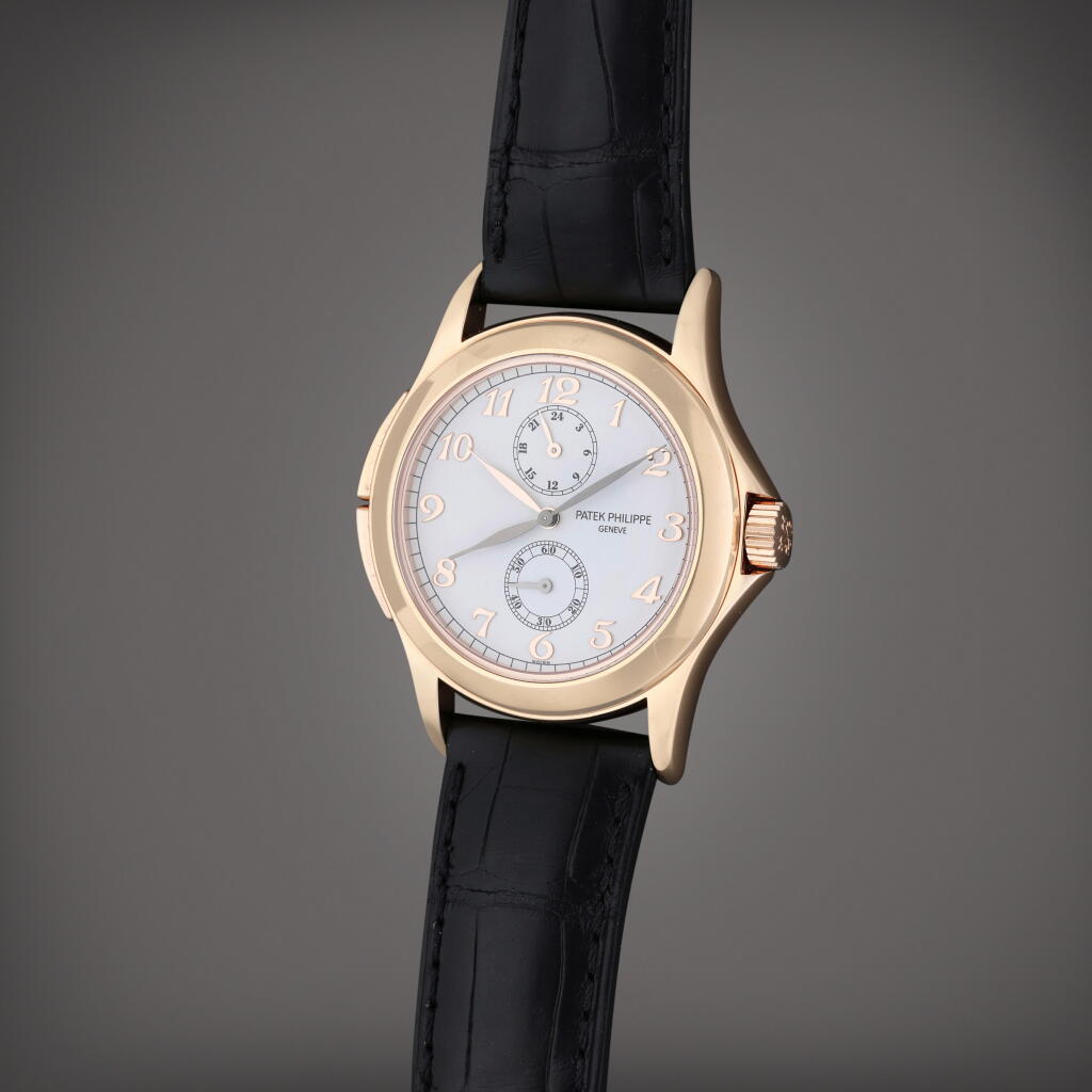 View full screen - View 1 of Lot 17. Reference 5134R-001 Calatrava Travel Time | A pink gold dual time wristwatch with 24 hours indication, Made in 2002.