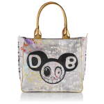Gold and Black Tote Bag in Canvas and Leather, 2018, signed by Murakami and Abloh