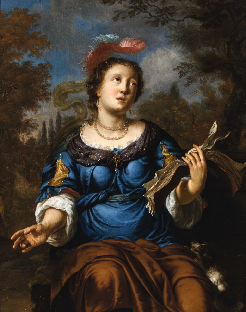 View full screen - View 1 of Lot 102. MATTHEUS WIJTMANS | A YOUNG WOMAN HOLDING SHEET MUSIC AND SINGING.