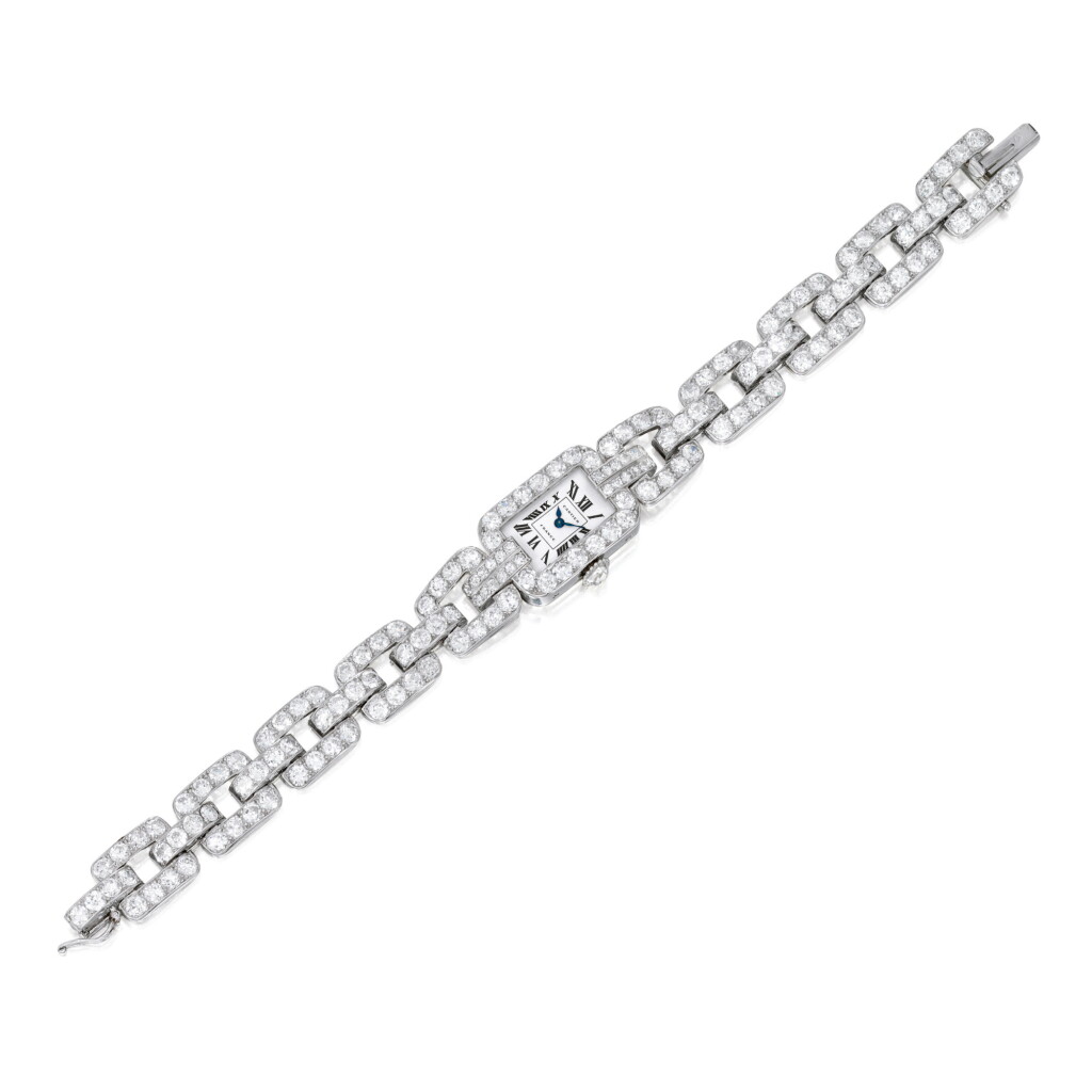 View full screen - View 1 of Lot 562. DIAMOND WRISTWATCH, CARTIER, FRANCE | 鑽石腕錶,卡地亞.
