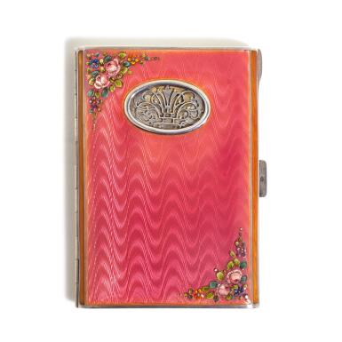 View full screen - View 1 of Lot 171. A concealed panel silver and enamel cigarette case, probably Austrian, with London import mark for 1928.