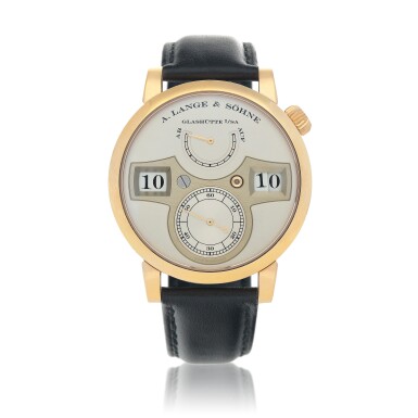 View full screen - View 1 of Lot 45. Zeitwerk, ref. 140.032 Pink gold wristwatch with digital display and power reserve indication Circa 2014 | 朗格 | 140.032型號「Zeitwerk」粉紅金腕錶備數字時間及動力儲存顯示,年份約2014.