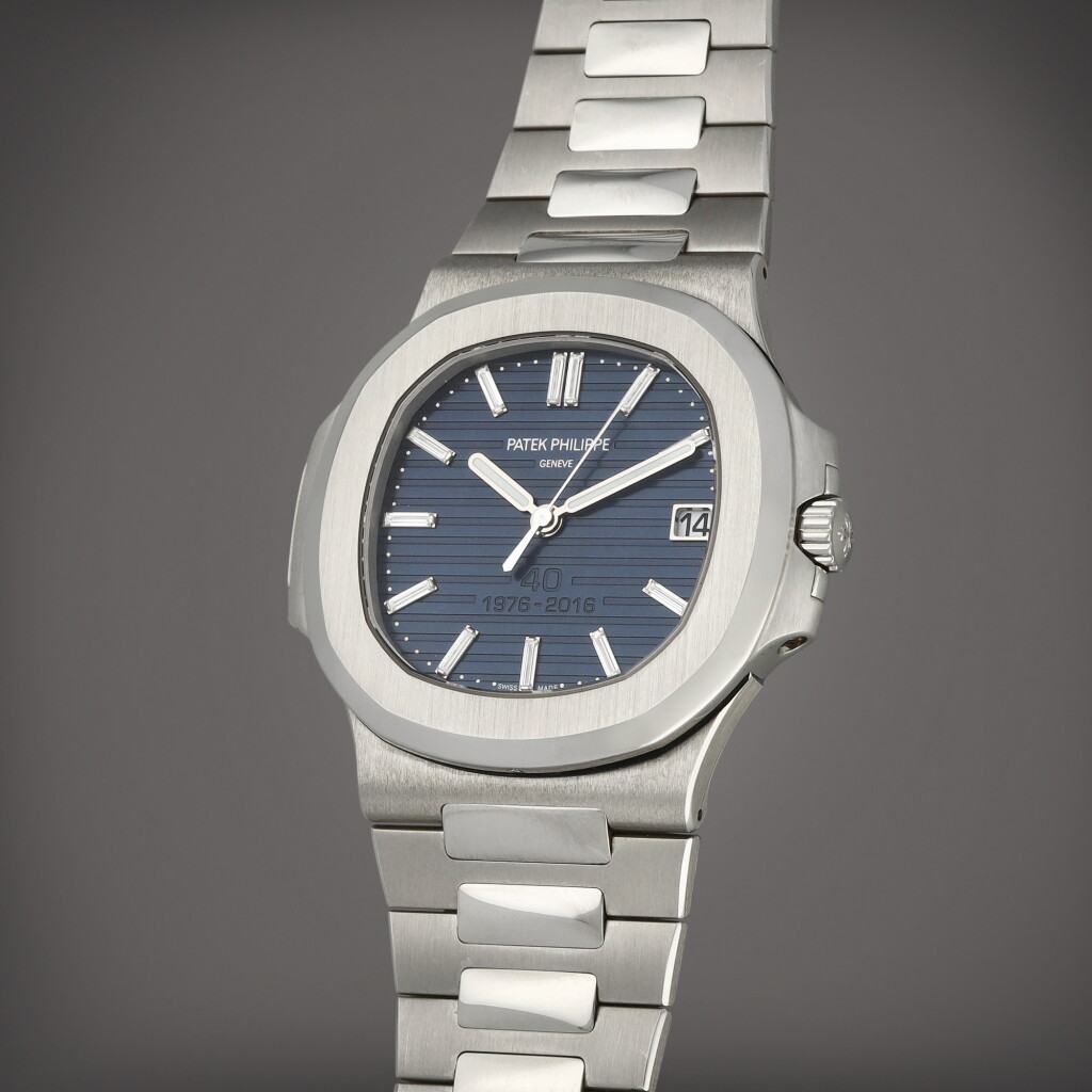 View full screen - View 1 of Lot 69. Nautilus '40th anniversary', Reference 5711/1P-001 | A platinum wristwatch with date, bracelet and diamond-set dial | Circa 2016.