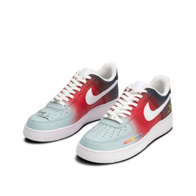 View full screen - View 1 of Lot 234. Brian Keefe Washington Wizards 2024-2025 Game Worn and Signed Custom Air Force 1s | To The Max Foundation.