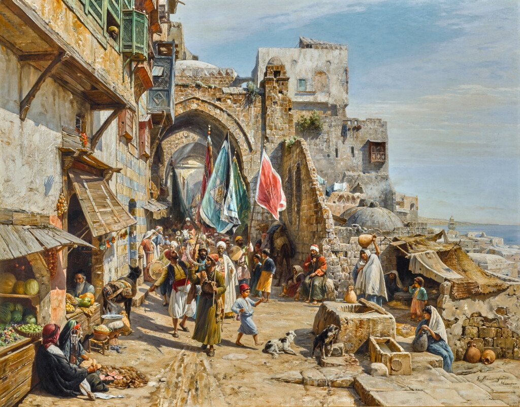 View full screen - View 1 of Lot 105. GUSTAV BAUERNFEIND | PROCESSION IN JAFFA.