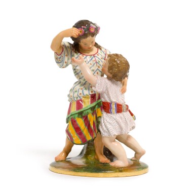 View full screen - View 1 of Lot 565. A Porcelain Figural Group 'Children with the Apple', Imperial Porcelain Manufactory, Period of Alexander II (1855-1881).