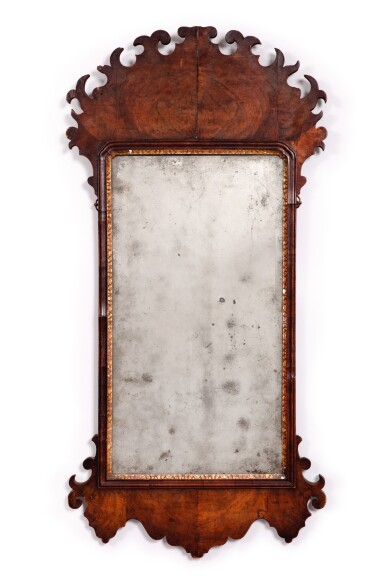 View full screen - View 1 of Lot 36. George II Parcel-Gilt and Figured Mahogany Looking Glass, circa 1740.