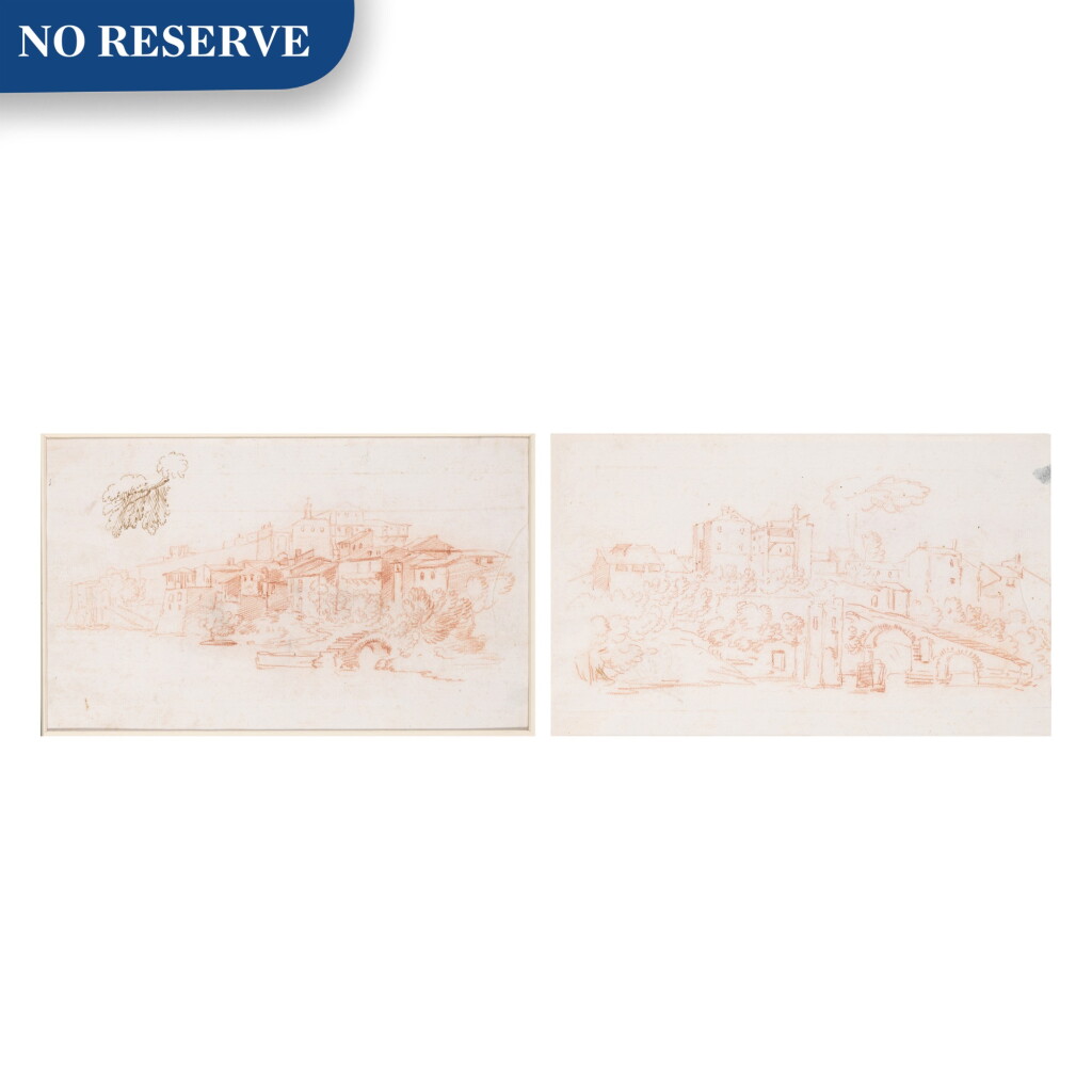 View full screen - View 1 of Lot 129. Recto and Verso: A View Along the River Tiber.
