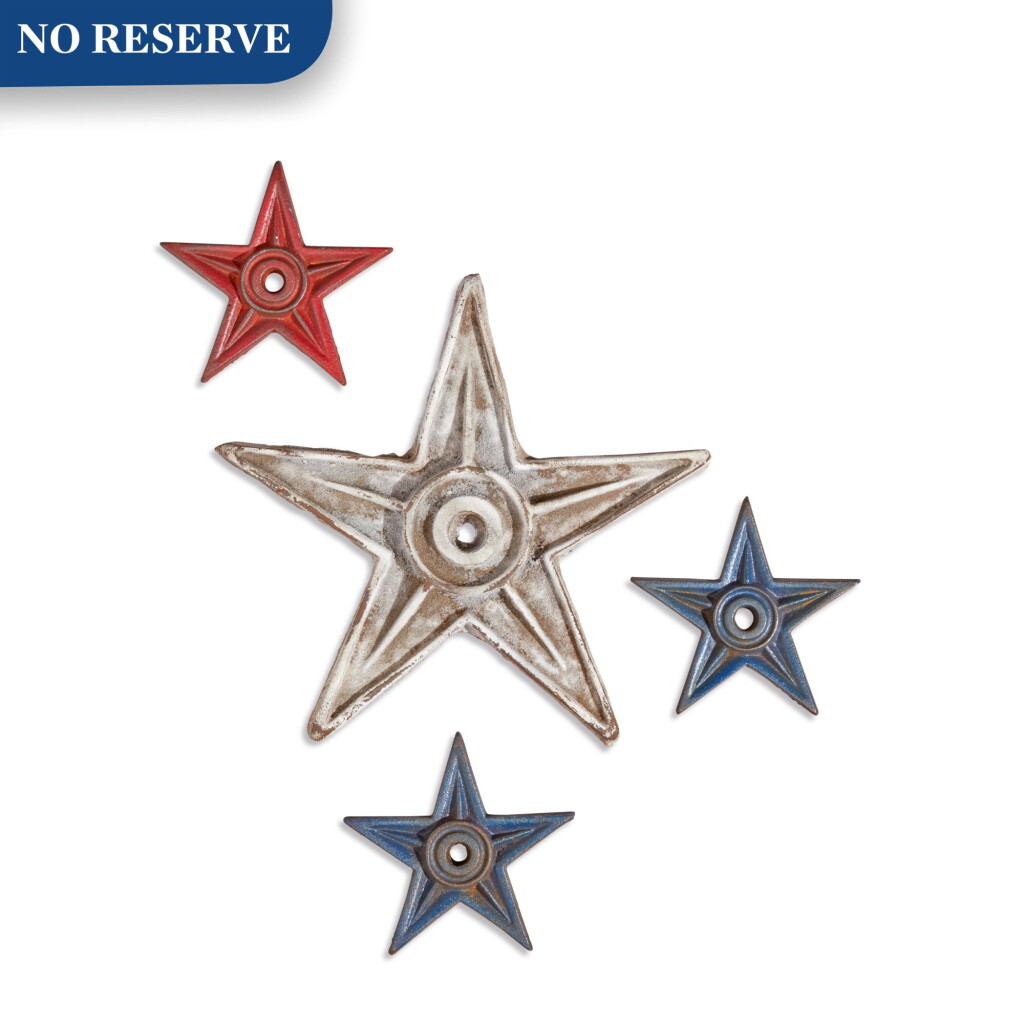 全萤幕检视 - 查看358Group of Twenty-Three American Cast-Iron Polychrome Paint-Decorated Architectural Stars, Late 19th/early 20th century的1