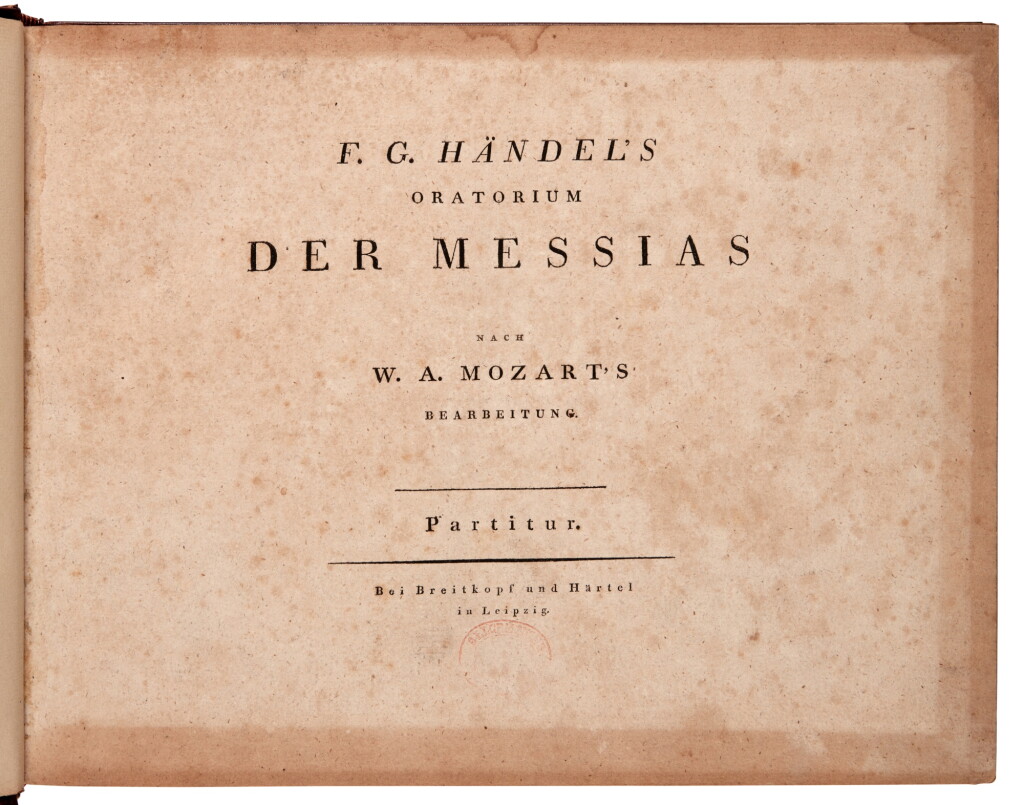 View full screen - View 1 of Lot 19. G.F. Handel. First German edition of "Messiah", in Mozart's arrangement, 1803.