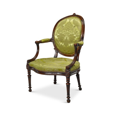 View full screen - View 1 of Lot 45. A George III stained beechwood armchair, circa 1775, attributed to John Linnell.