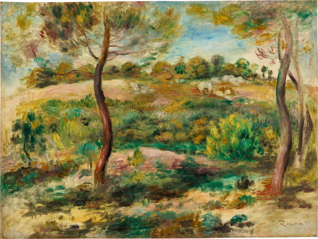 View full screen - View 1 of Lot 737. PIERRE-AUGUSTE RENOIR 皮耶・奧古斯特・雷諾瓦 | PAYSAGE 油畫畫布.