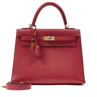 View full screen - View 1 of Lot 711. Rouge Vif Chèvre Mysore Kelly 25 Sellier Gold Hardware, 2008.