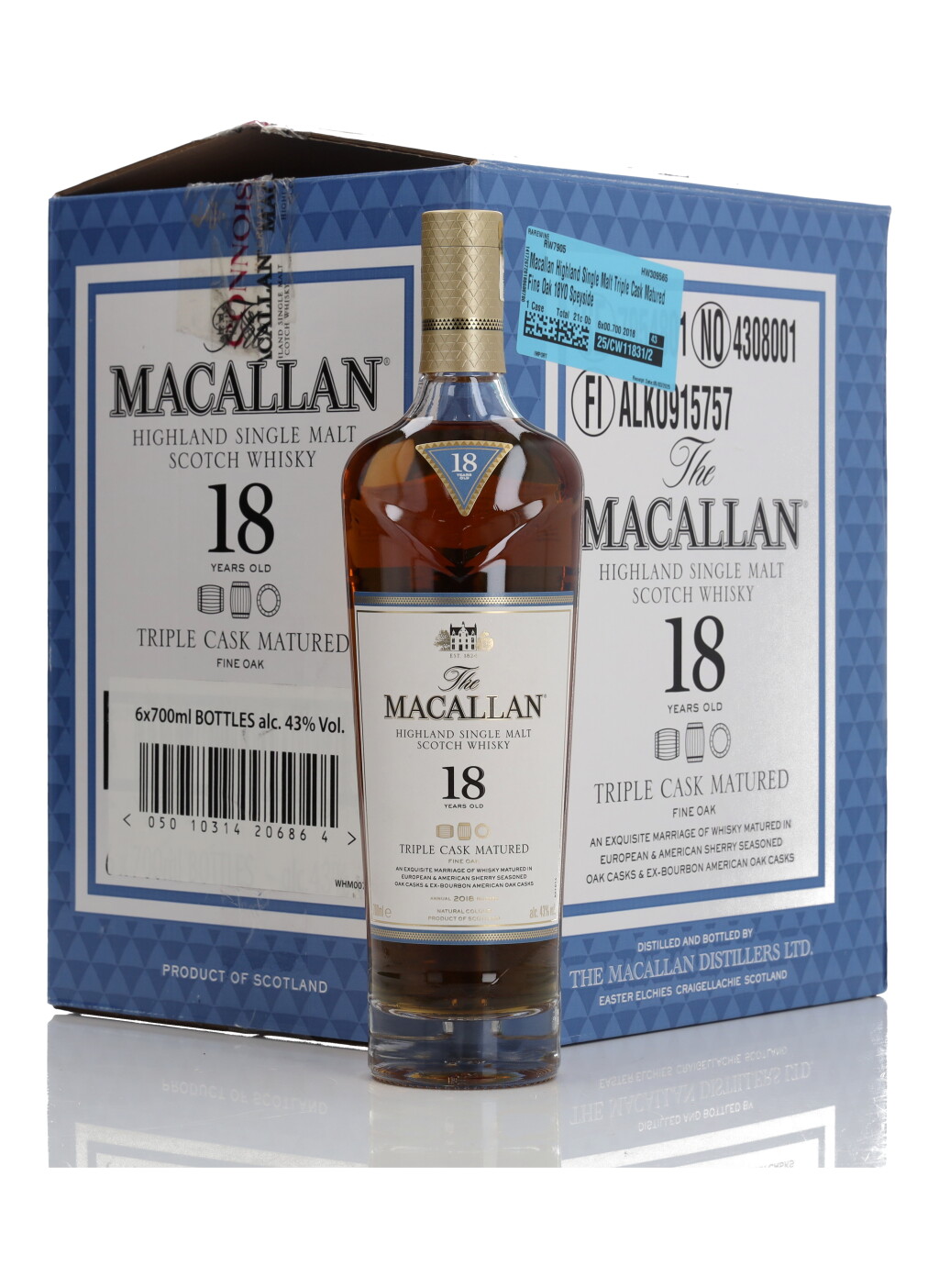 View full screen - View 1 of Lot 39. The Macallan 18 Year Old Triple Cask 43.0 abv NV (6 Bottles 70cl).