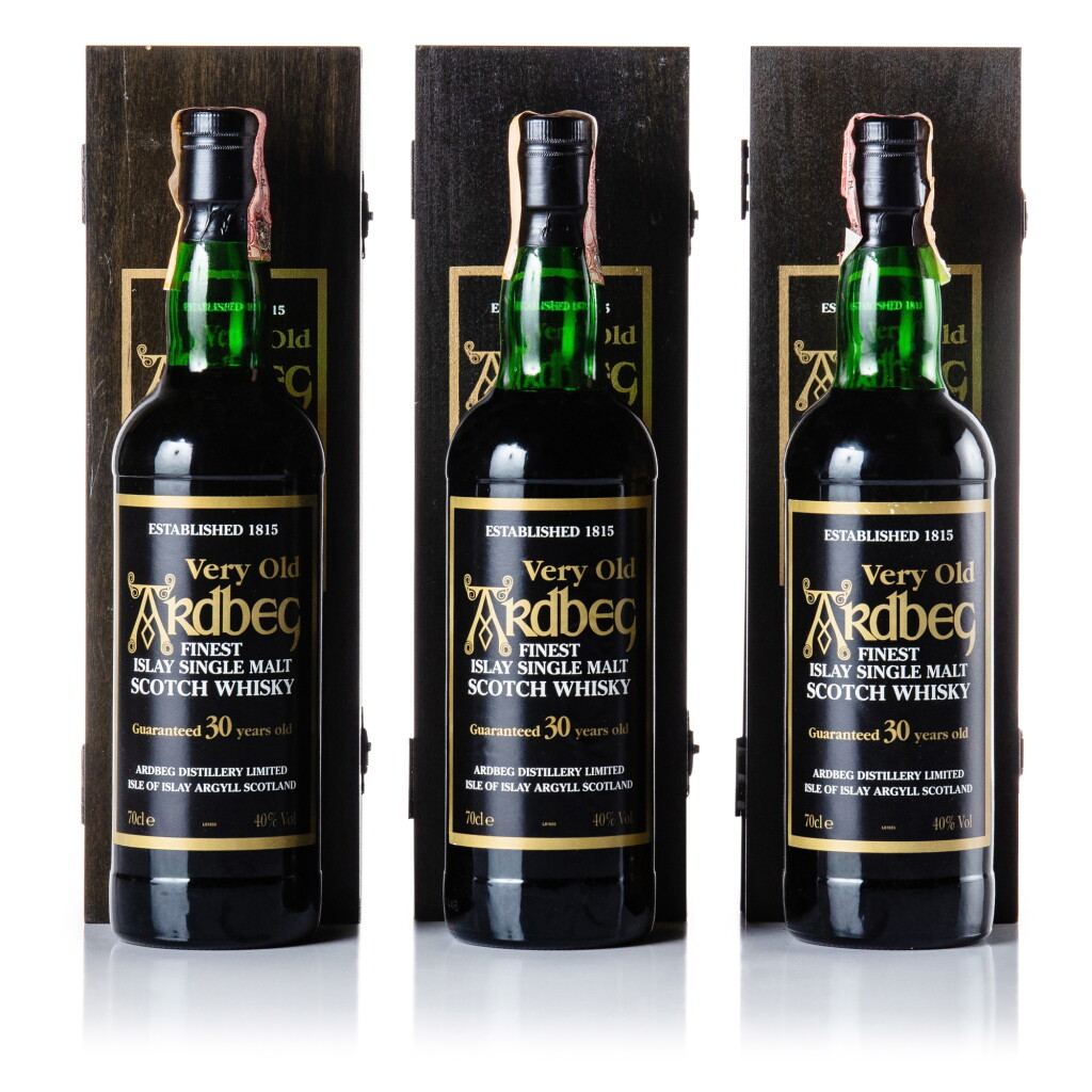 View full screen - View 1 of Lot 62. Ardbeg 30 Year Old 40.0 abv NV (3 BT 70cl).