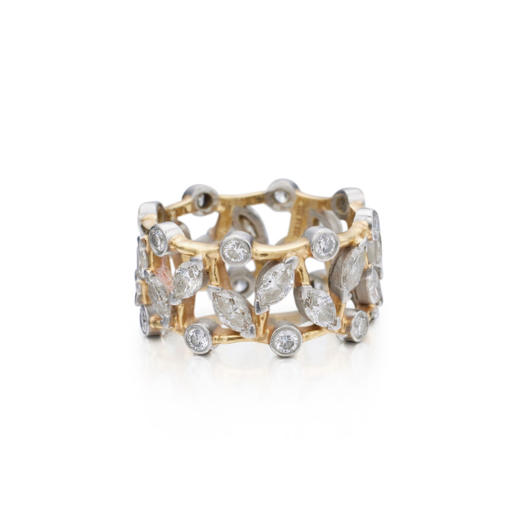 View full screen - View 1 of Lot 218. Gold and Diamond 'Vigne' Band Ring.