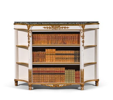 View full screen - View 1 of Lot 40. A Regency style painted and parcel-gilt bookcase, late 19th/early 20th century.